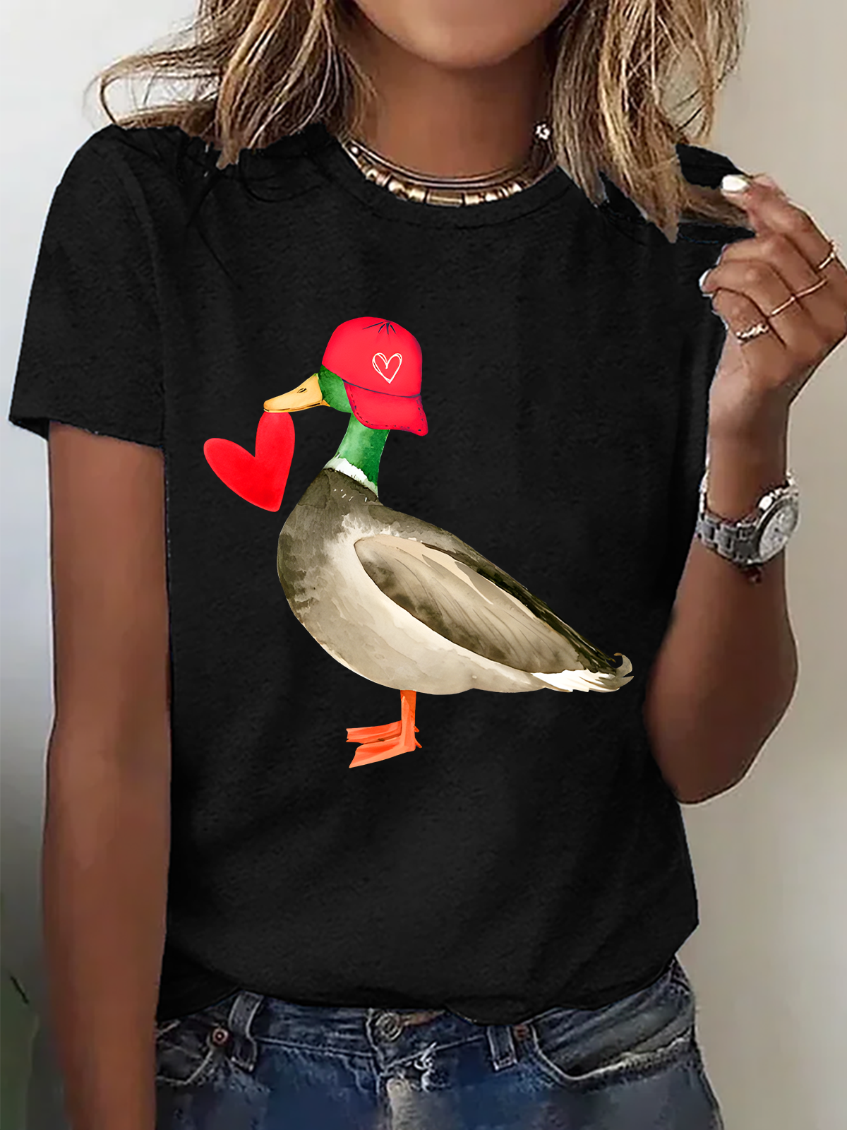 Valentine Mallard Duck Cotton T-Shirt