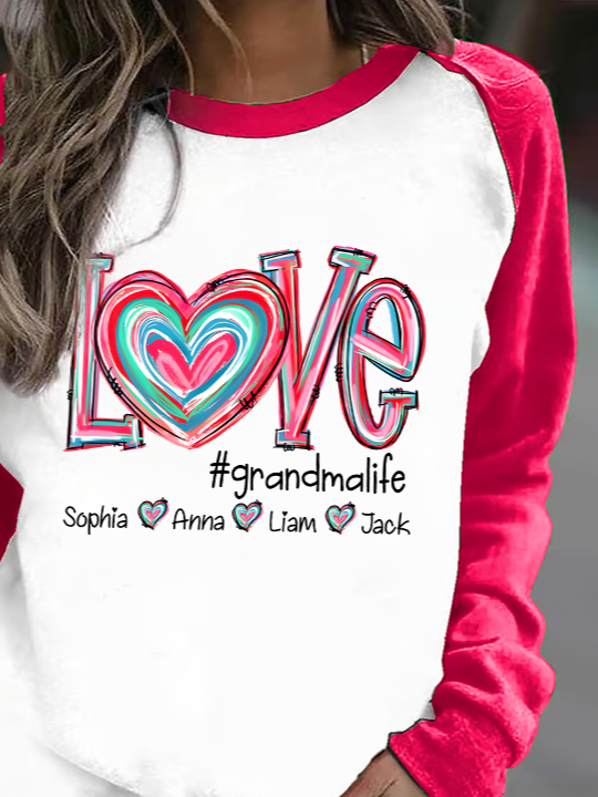 Woman Loose Crew Neck Valentine's Day Casual Sweatshirt