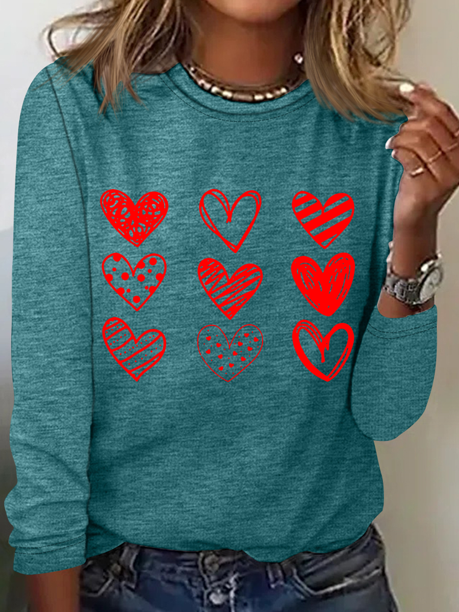 Womens Valentines Hearts , Valentine's Day Casual Long Sleeve Shirt