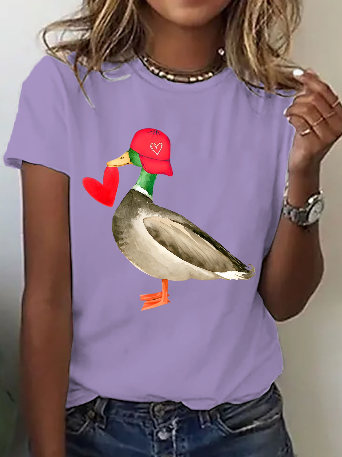 Valentine Mallard Duck Cotton T-Shirt