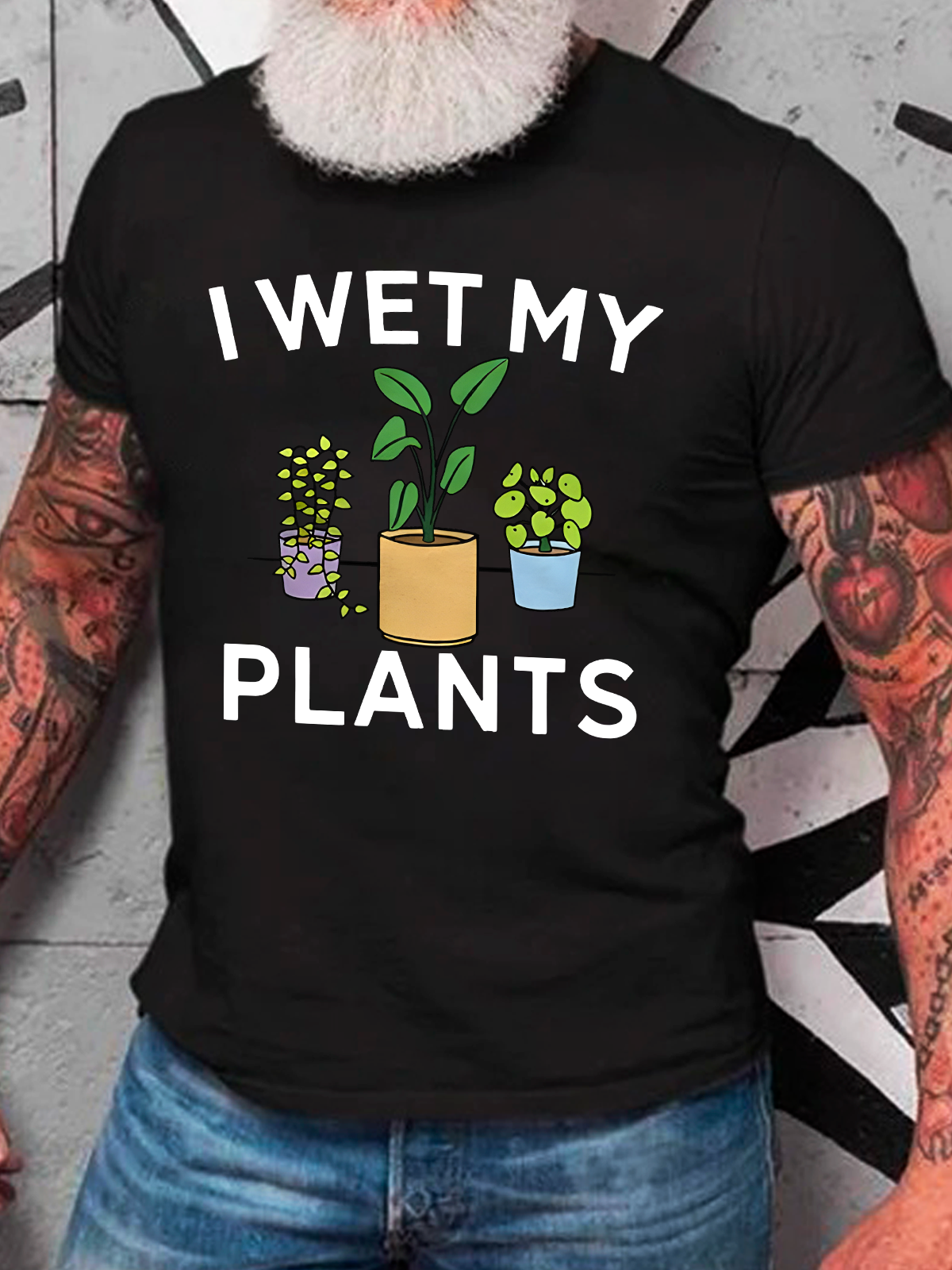 I Wet My Plants Funny Cotton T-Shirt