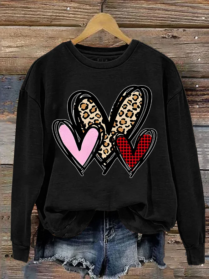 3 Doodle Heart Valentines Casual Sweatshirt