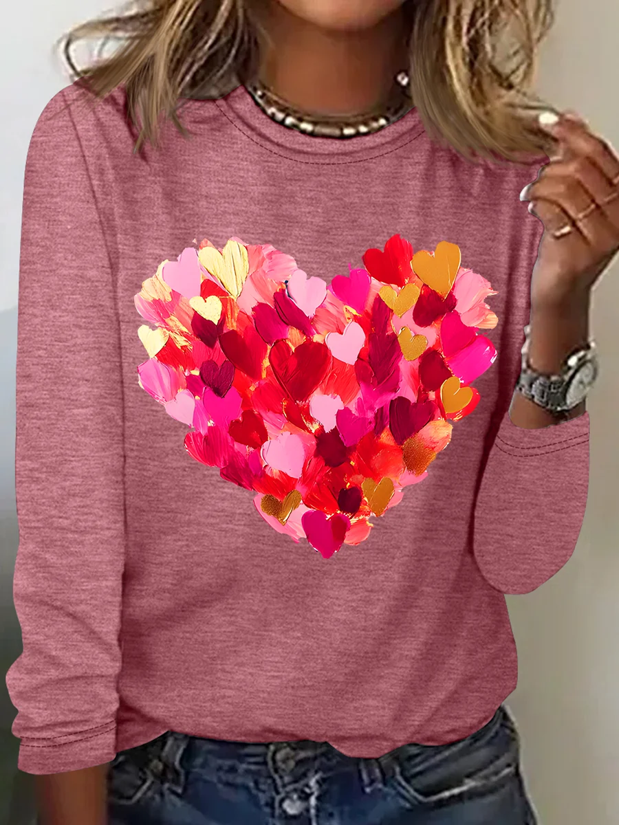 Valentine Day Heart Casual Long Sleeve Shirt