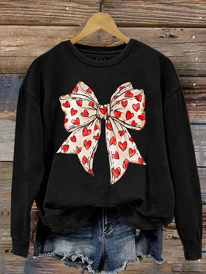 Valentine's Day Coquette Bow Hearts Casual Sweatshirt