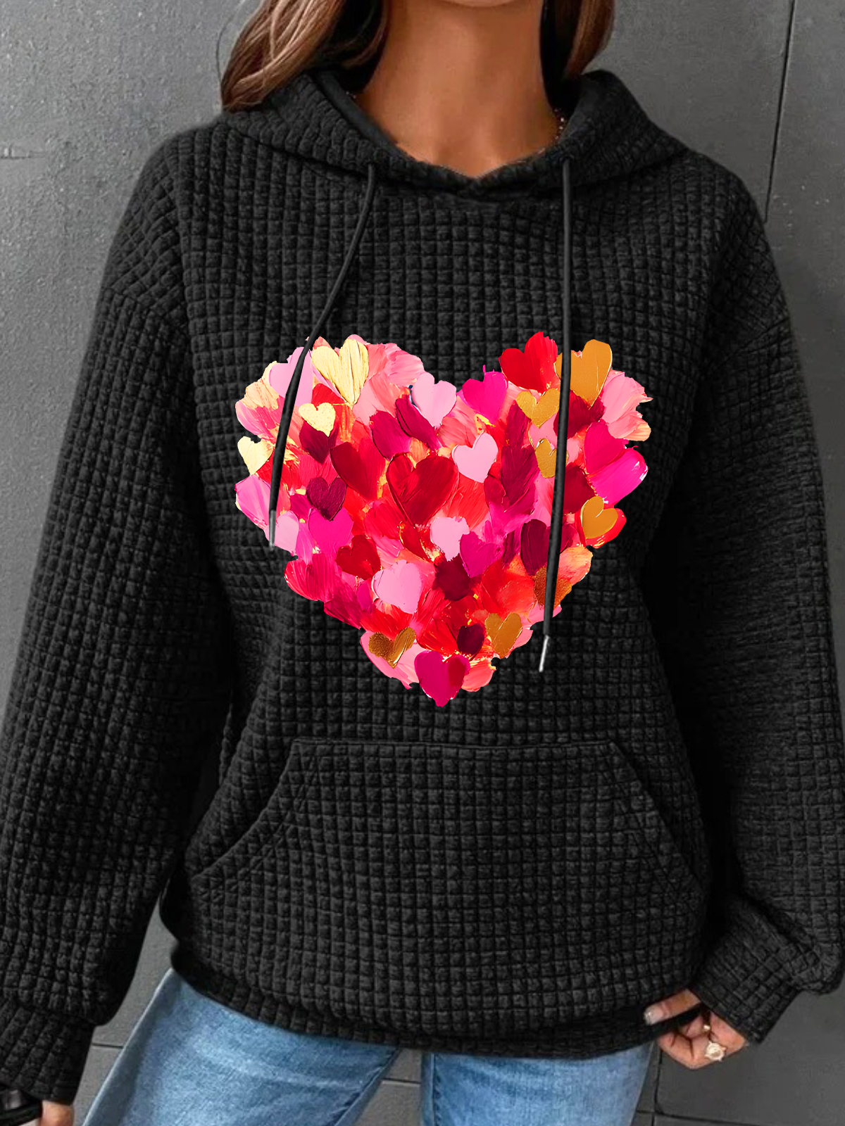 Valentine Day Heart Simple Loose Hoodie