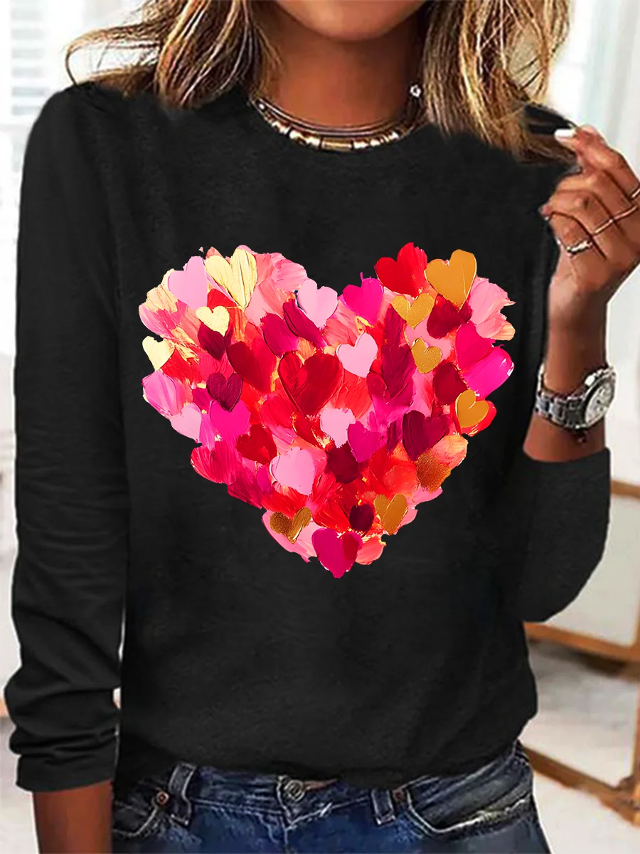 Valentine Day Heart Casual Long Sleeve Shirt