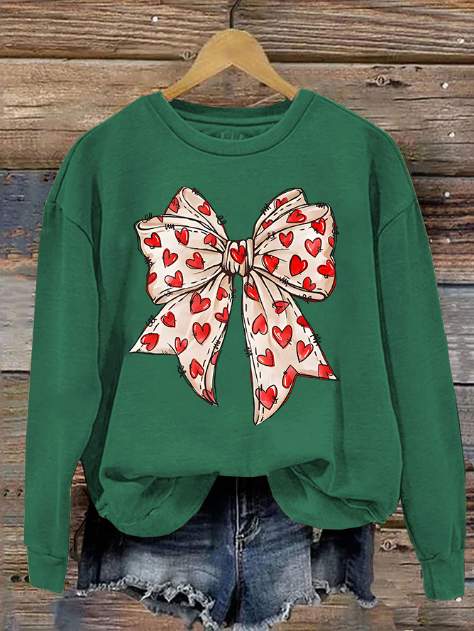 Valentine's Day Coquette Bow Hearts Casual Sweatshirt