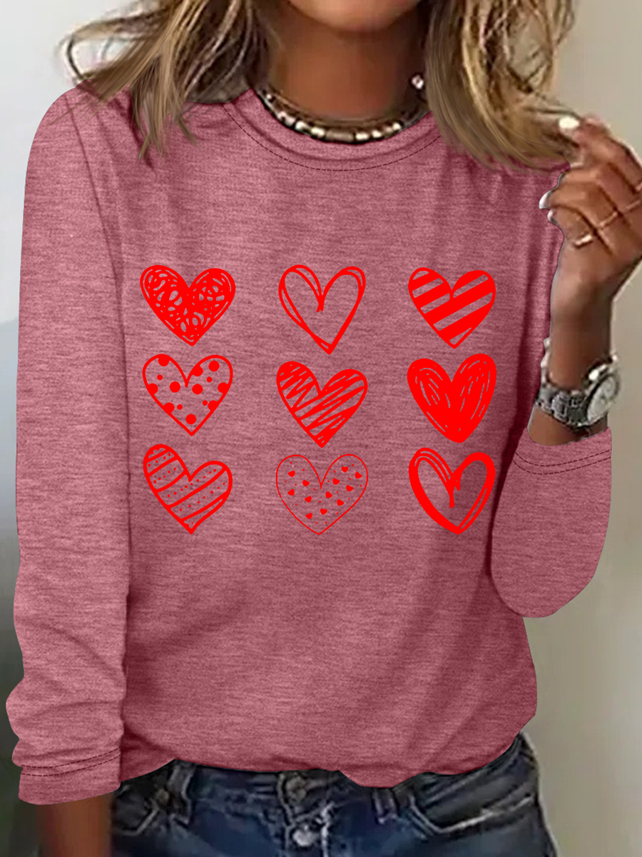 Womens Valentines Hearts , Valentine's Day Casual Long Sleeve Shirt