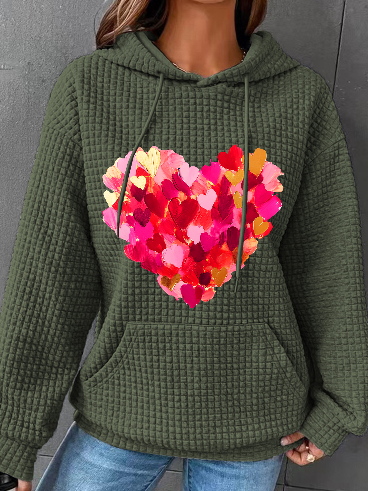 Valentine Day Heart Simple Loose Hoodie