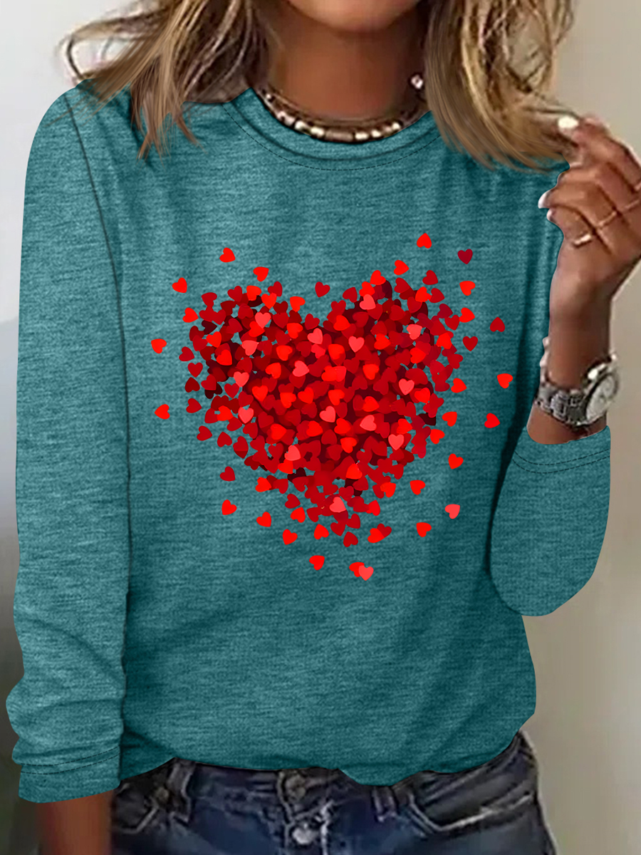 Let Love Fill Your Heart Casual Long Sleeve Shirt