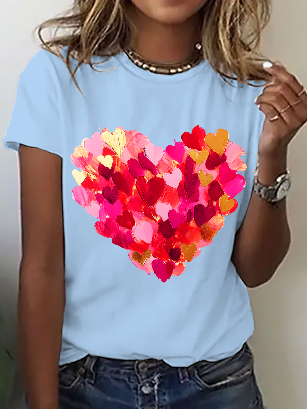 Valentine Day Heart Cotton T-Shirt