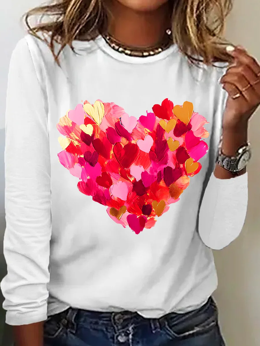 Valentine Day Heart Casual Long Sleeve Shirt