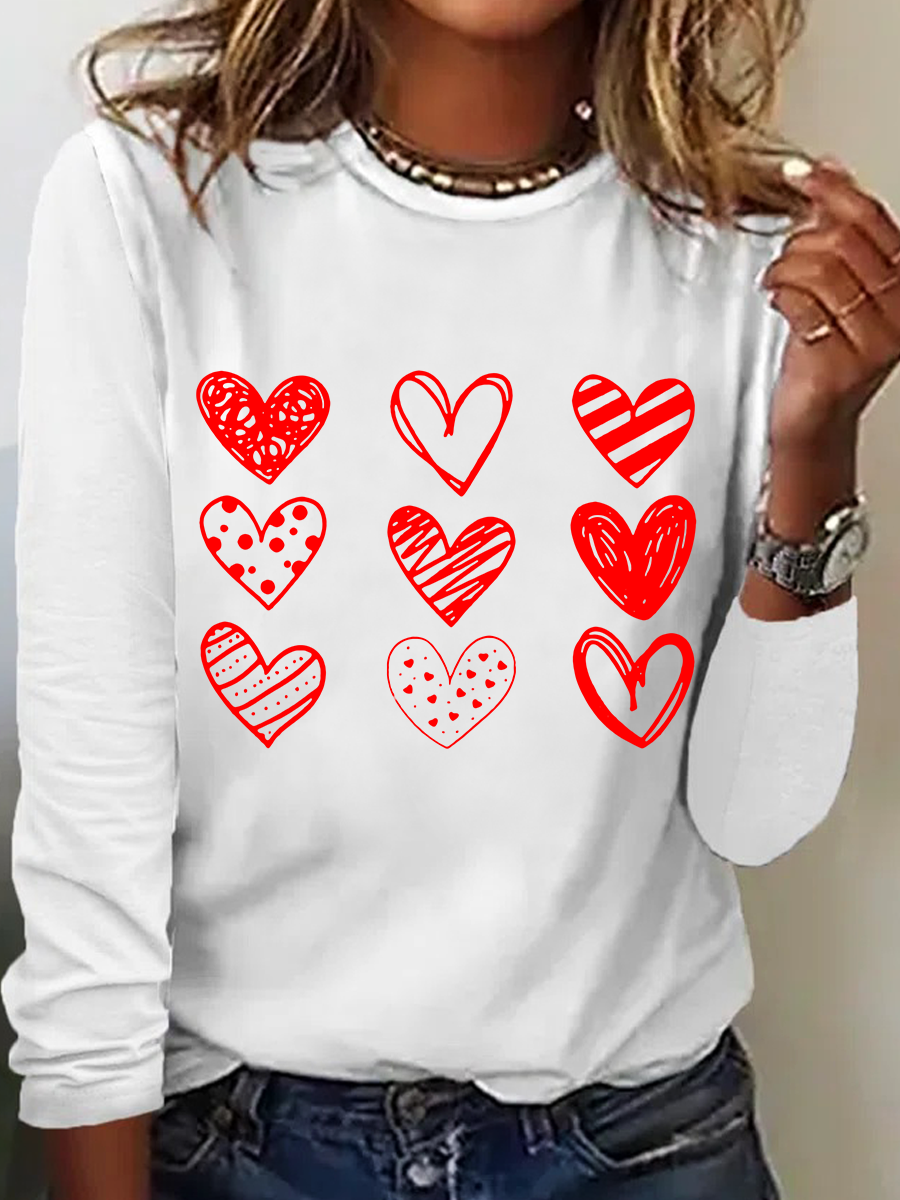 Womens Valentines Hearts , Valentine's Day Casual Long Sleeve Shirt