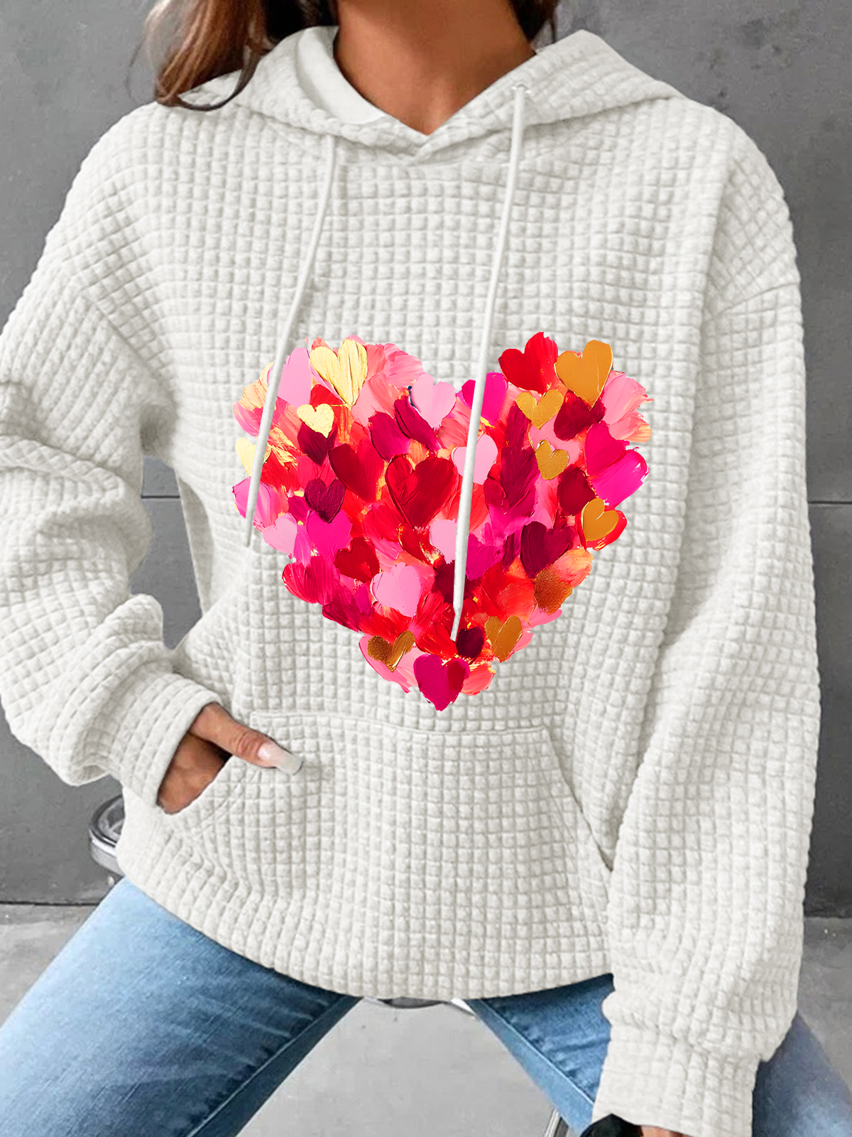 Valentine Day Heart Simple Loose Hoodie