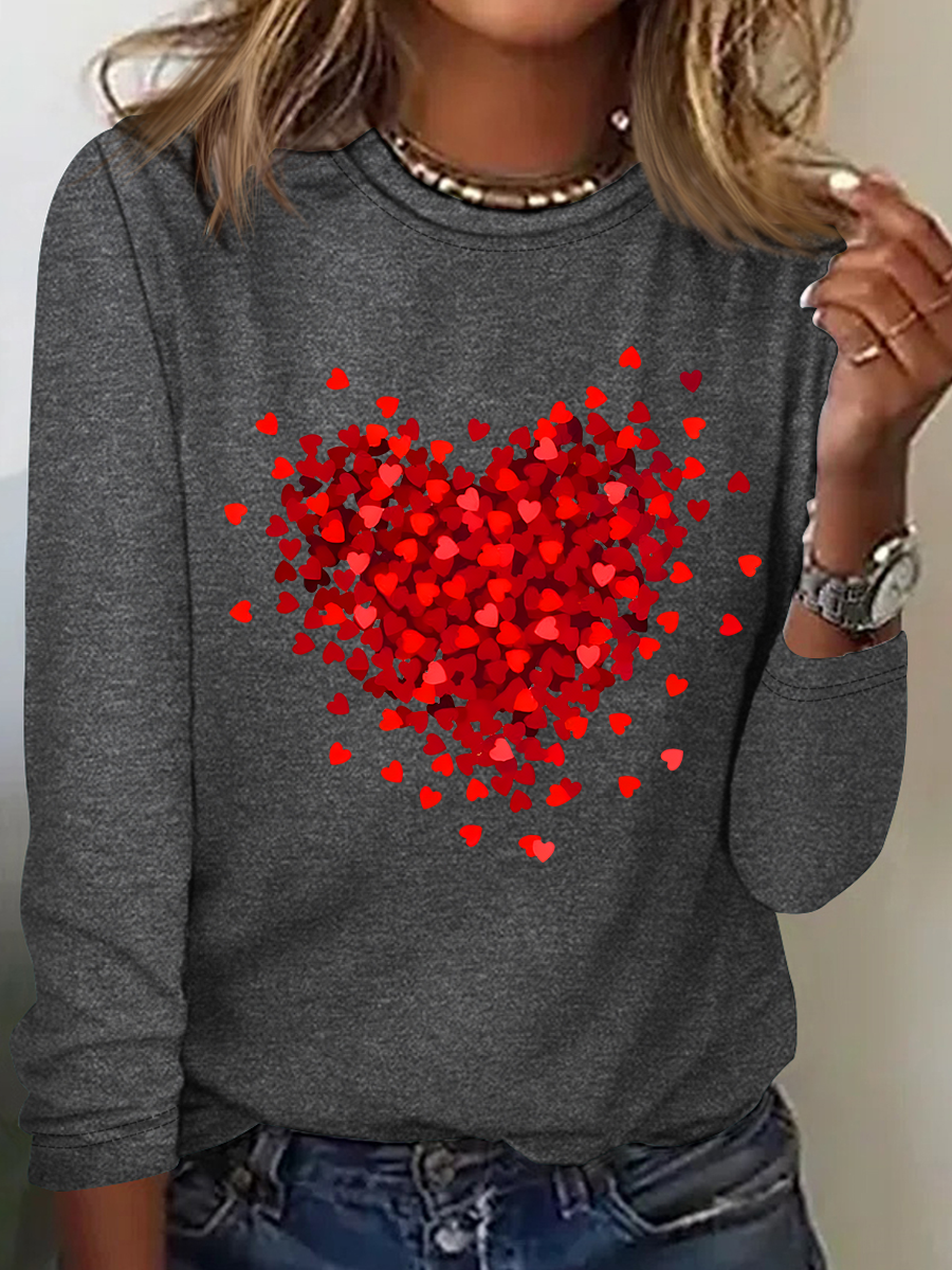 Let Love Fill Your Heart Casual Long Sleeve Shirt