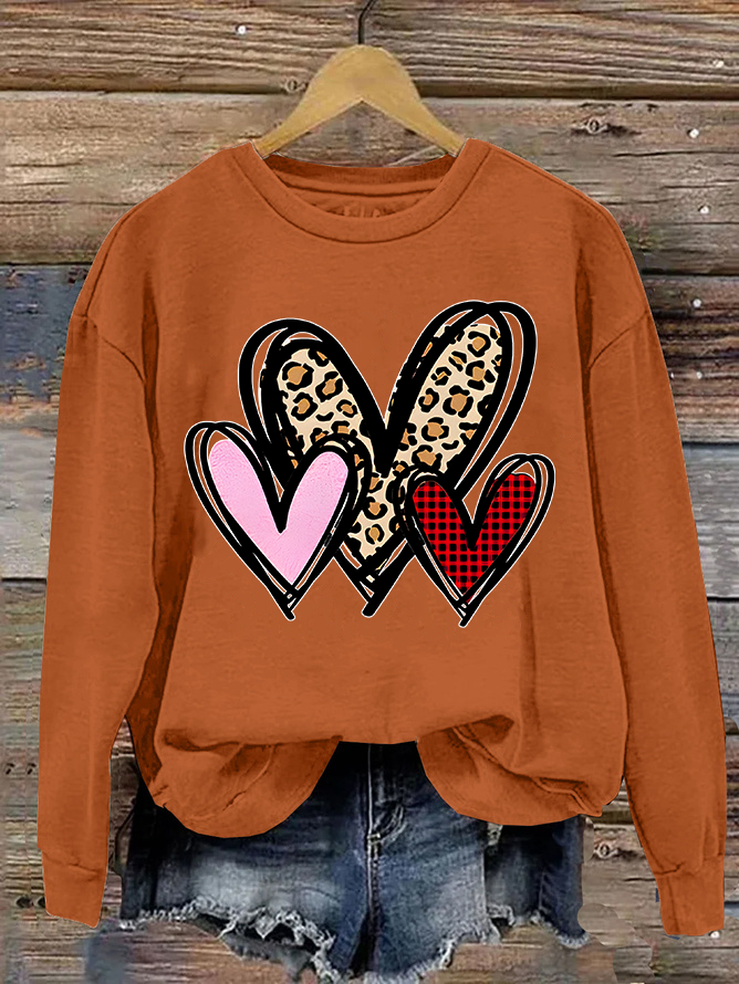 3 Doodle Heart Valentines Casual Sweatshirt