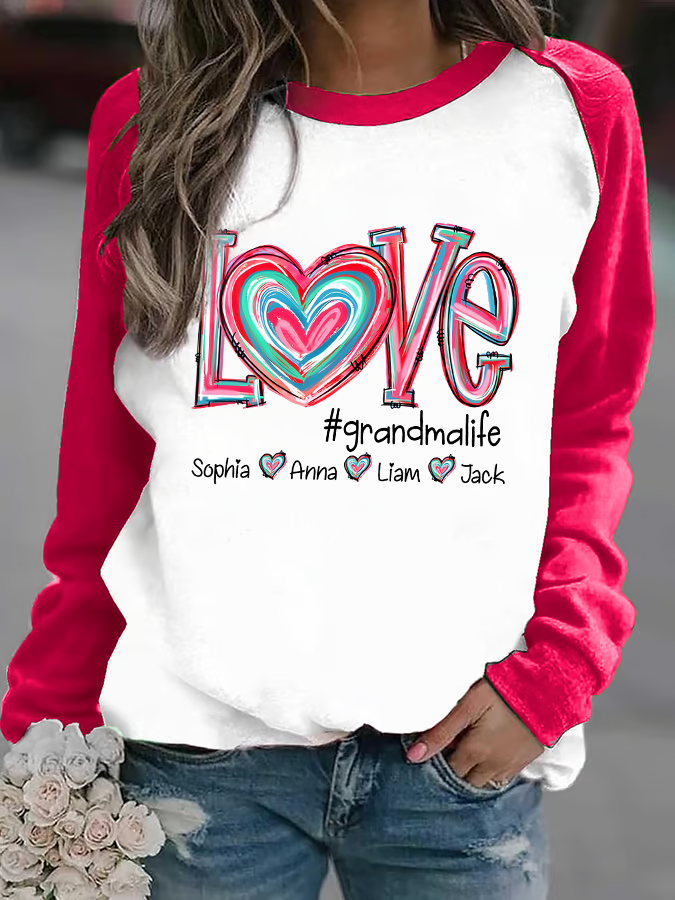 Woman Loose Crew Neck Valentine's Day Casual Sweatshirt