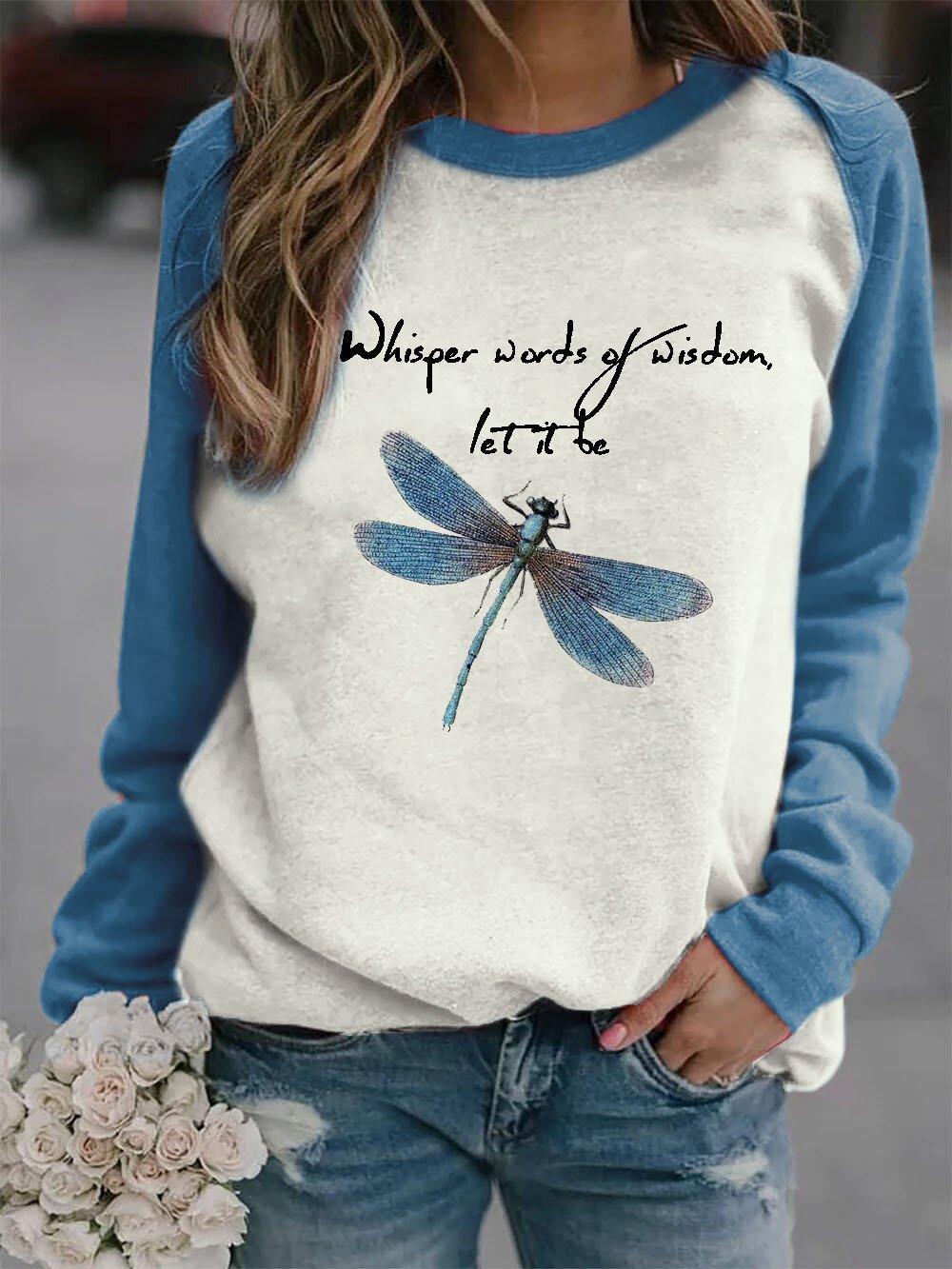 Let It Be Dragonfly Print Sweatshirt