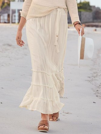 Casual Plus Size Solid Skirt