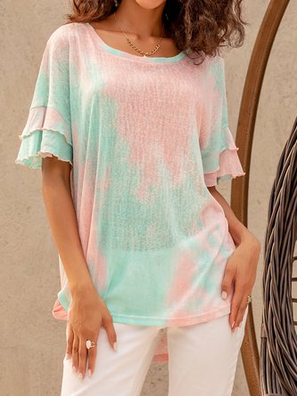 Tie Dyed Short Sleeve Casual Shirt
