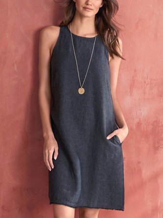 Sleeveless Casual Solid Dresses