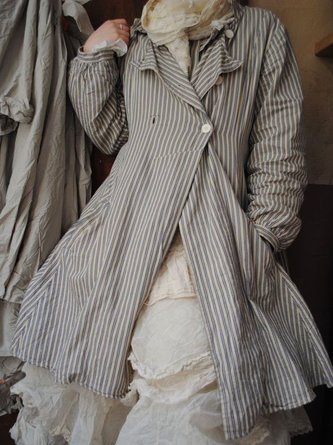 Stripes Cotton-Blend Vintage Lapel Outerwear