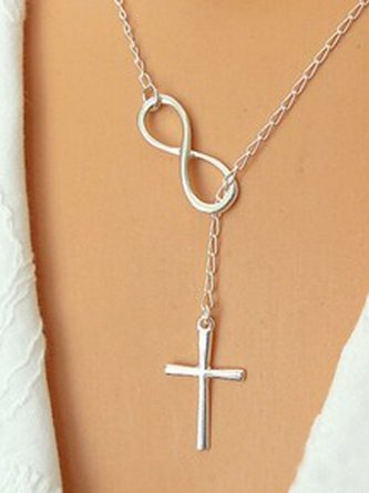 Silver Bowknot Endless Cross Necklace