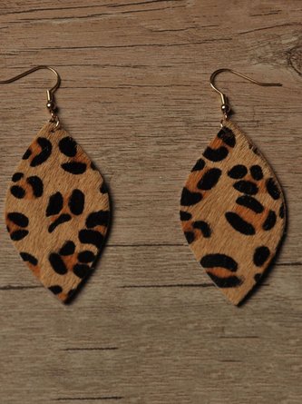 Vintage leather leopard earrings