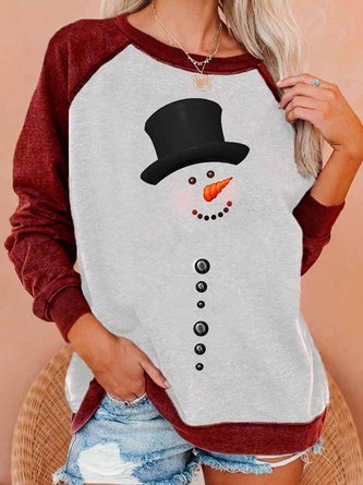 Women's Christmas Snowman Print Sweatshirts