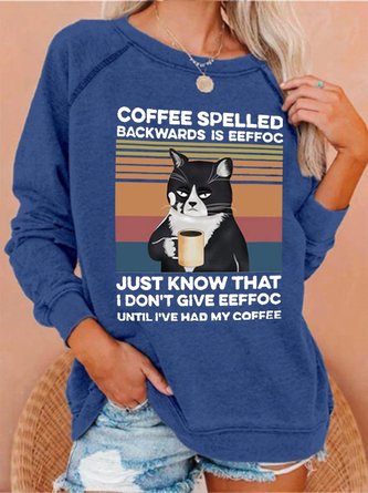 Coffee Spelled Backwards Is Eeffoc Balck Cat Sweatshirts