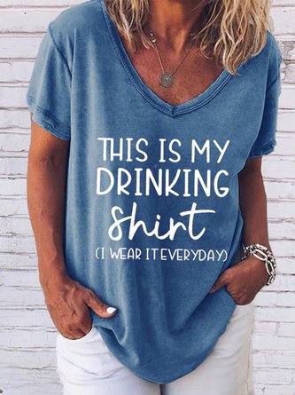 This Is My Drinking T-shirt Funny Drinking V Neck Tee