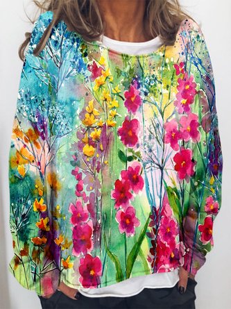 Flower Painting Print Sweatshirts