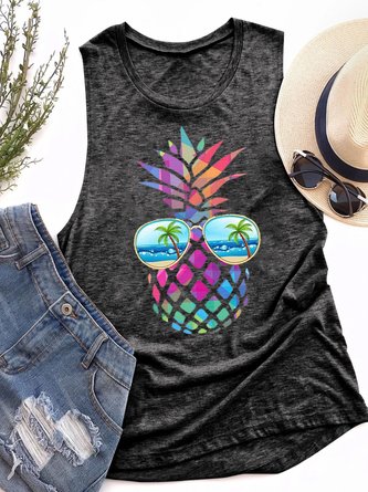Colorful Pineapple Sunglasses Beach Tank