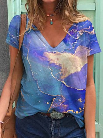 Ladies Vintage Abstract V-Neck T-Shirt