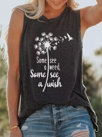 Some see a weed some see a wish Cotton-Blend Sleeveless Tanks & Camis