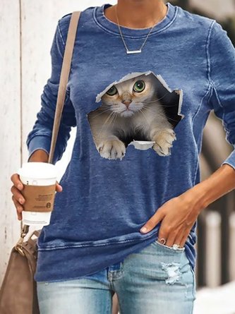 3D Cat Graphic Sweatshirt