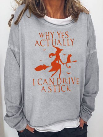 Yes I Can Drive A Stick Halloween Sweatshirts Fall Long Sleeve Top
