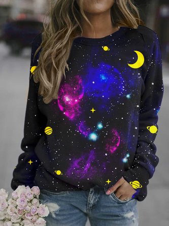 Starry Sky And Moon Halloween  Sweatshirt