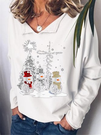 Jesus Faith Hope Love Snowman Long Sleeve Casual Sweatshirt