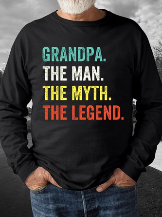 Grandpa funny letter print round neck long sleeve sweatshirt