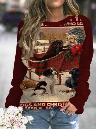 Dogs And Christma Women's Raglan Sleeve Sweatshirts