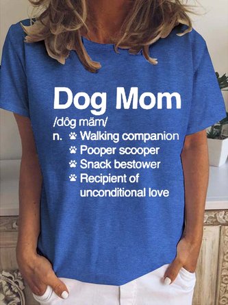 Funny Dog Mom Casual Crew Neck Tops