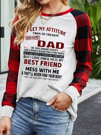 I Get A Awesome Dad Print Crew Neck Tops