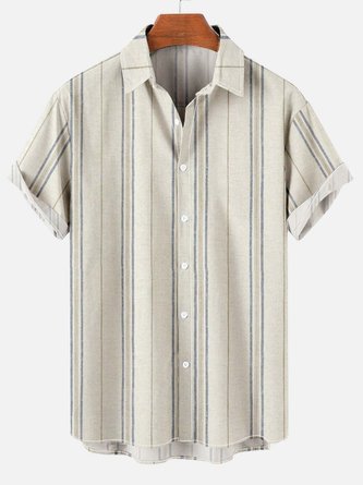 vintage Stripe Short Sleeve Casual Shirts & Tops