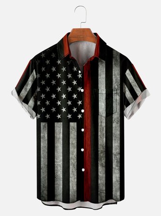 Flag Casual Short Sleeve Shirts & Tops