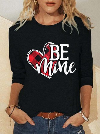Valentine's Day Casual Crew Neck Shirts & Tops