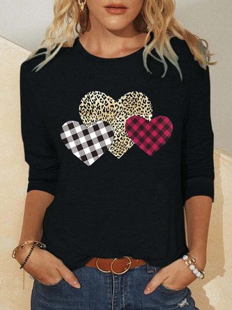 Valentine Striped Plaid Leopard Heart Women's Long Sleeve Shirt