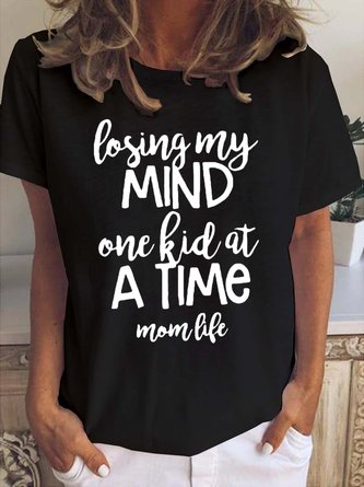 Mom Life Funny Letter Print T-shirt