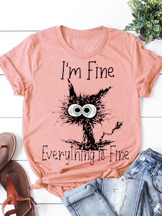 I'm Fine Everthing Is Fine Cat Lover Funny Print Sweatshirts