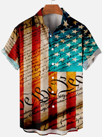 Men's American flag We The People Short Sleeve Casual Shirt